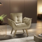 Poltrona Decorativa Opalla Veludo Bege Escuro