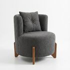 Poltrona Decorativa Orgânica Curva Luna Boucle Chumbo - Monta