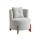 Poltrona Decorativa Orgânica Curva Luna Boucle Cinza Claro -