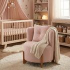 Poltrona Decorativa Orgânica Curva Luna Boucle Rosa - Montana