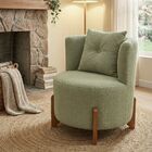 Poltrona Decorativa Orgânica Curva Luna Boucle Verde Oliva -