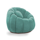 Poltrona Decorativa Orgânica Giratória Cloud Bouclê Azul Turq