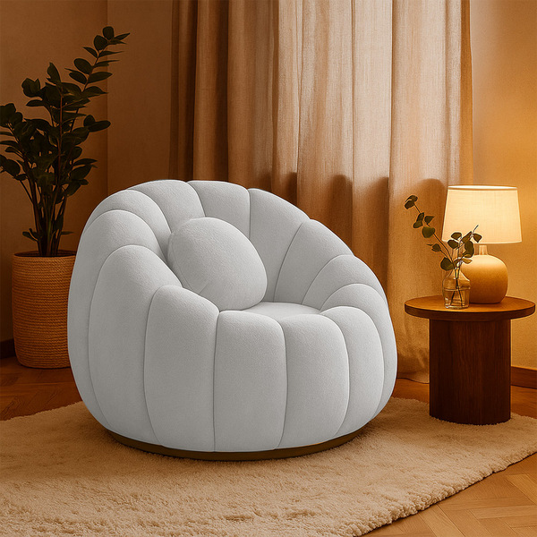 Poltrona Decorativa Orgânica Giratória Cloud Bouclê E03 - D'r