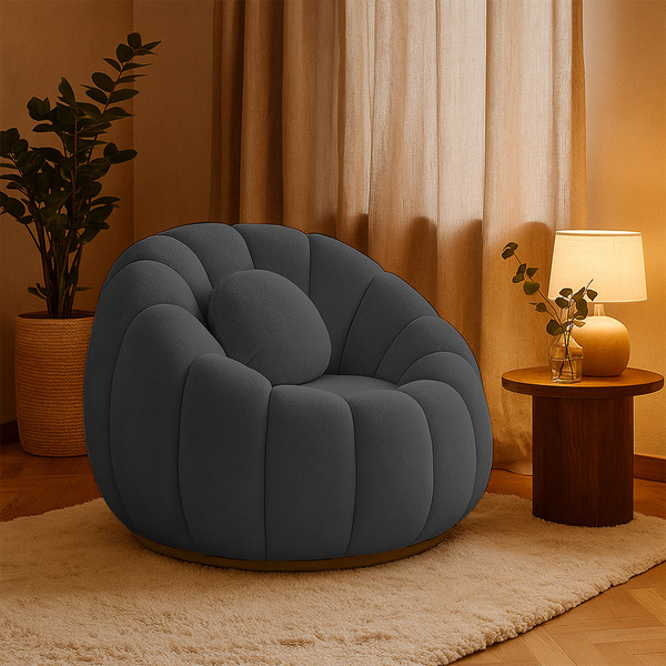 Poltrona Decorativa Orgânica Giratória Cloud Bouclê E03 - D'r