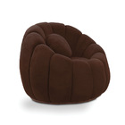 Poltrona Decorativa Orgânica Giratória Cloud Bouclê Marrom E0