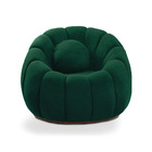 Poltrona Decorativa Orgânica Giratória Com Puff Cloud Bouclê