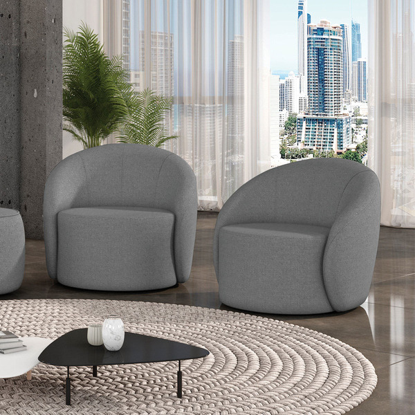 Poltrona Decorativa Orgânica Giratória Kit 2 Lua Linho D03 -