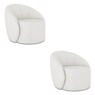 Poltrona Decorativa Orgânica Giratória Kit 2 Lua Linho D03 -