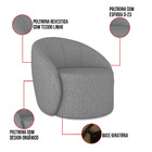 Poltrona Decorativa Orgânica Giratória Kit 2 Lua Linho Grafit