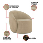 Poltrona Decorativa Orgânica Giratória Kit 2 Lua Suede D03 -