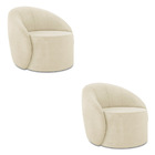 Poltrona Decorativa Orgânica Giratória Kit 2 Lua Suede D03 -