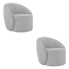 Poltrona Decorativa Orgânica Giratória Kit 2 Lua Suede D03 -