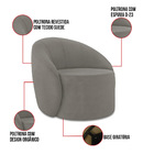 Poltrona Decorativa Orgânica Giratória Kit 2 Lua Suede Grafit