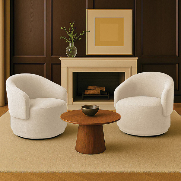 Poltrona Decorativa Orgânica Giratória Kit 2 Névoa Bouclê Beg