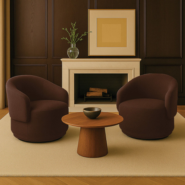 Poltrona Decorativa Orgânica Giratória Kit 2 Névoa Bouclê E03