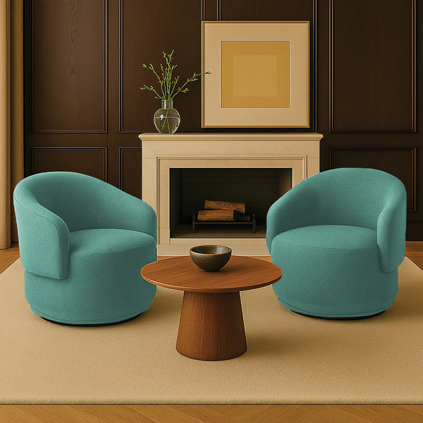 Poltrona Decorativa Orgânica Giratória Kit 2 Névoa Bouclê E03