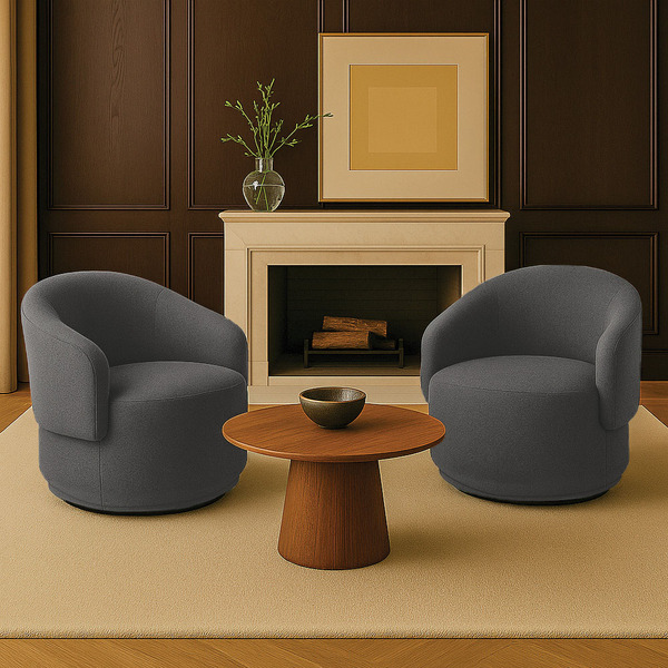 Poltrona Decorativa Orgânica Giratória Kit 2 Névoa Bouclê E03