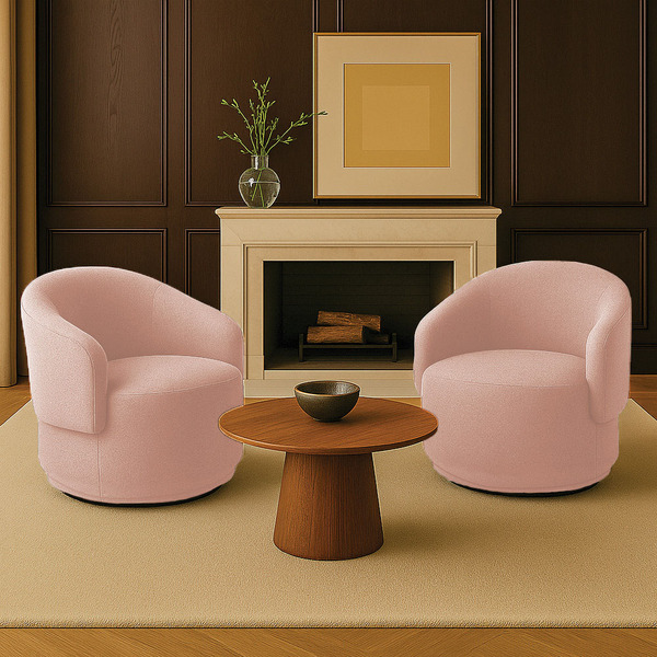 Poltrona Decorativa Orgânica Giratória Kit 2 Névoa Bouclê E03