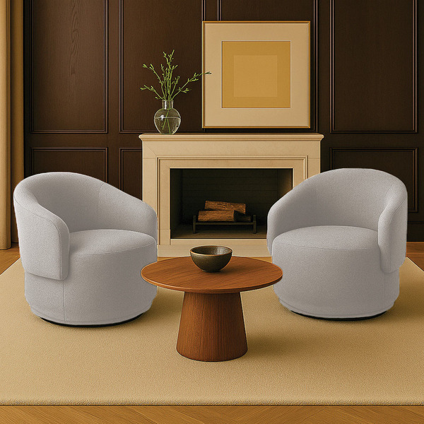 Poltrona Decorativa Orgânica Giratória Kit 2 Névoa Bouclê E03