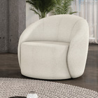 Poltrona Decorativa Orgânica Giratória Lua Bouclê Off White D