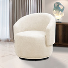 Poltrona Decorativa Orgânica Giratória Névoa Bouclê Bege E03