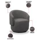 Poltrona Decorativa Orgânica Giratória Névoa Bouclê Cinza Esc