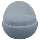 Poltrona Decorativa Orgânica Kaira Base Fixa Bouclé Azul Clar