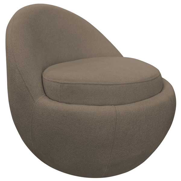 Poltrona Decorativa Orgânica Kaira Base Fixa Bouclé Marrom -