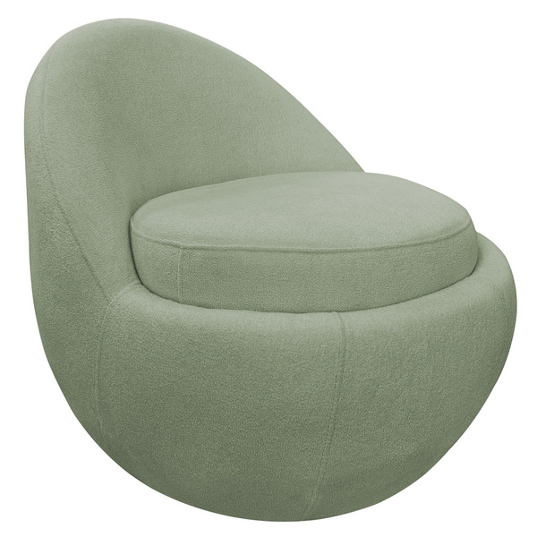 Poltrona Decorativa Orgânica Kaira Base Fixa Bouclé Verde Cla