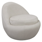 Poltrona Decorativa Orgânica Kaira Base Fixa Veludo Off White