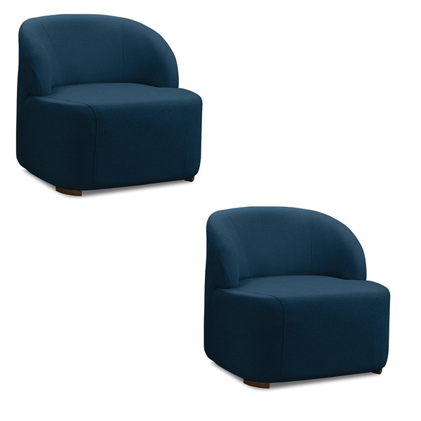 Poltrona Decorativa Orgânica Kit 2 Diully Bouclê Azul Marinho