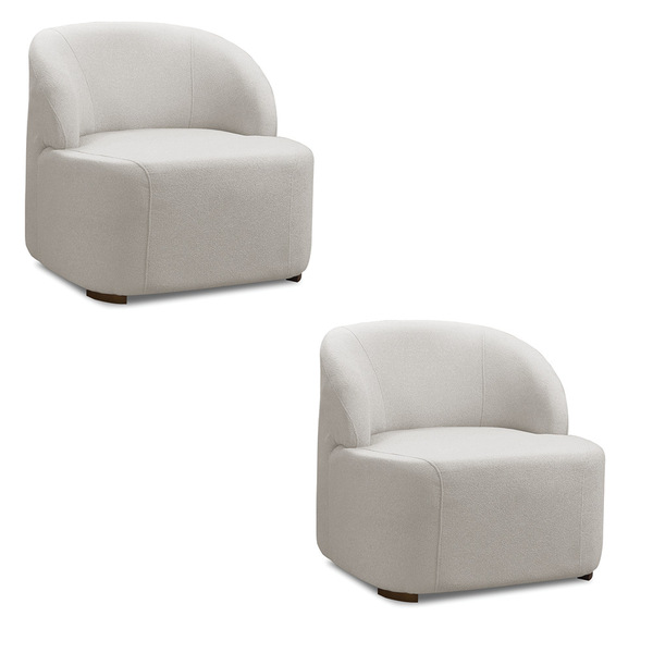 Poltrona Decorativa Orgânica Kit 2 Diully Bouclê Cinza Claro