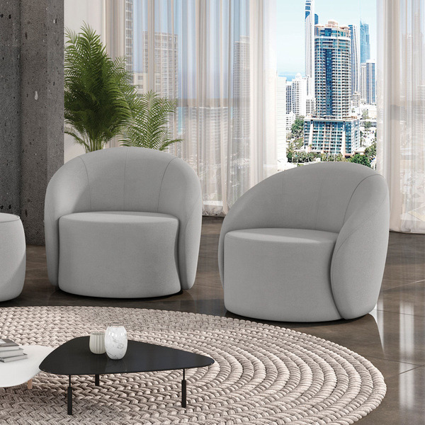 Poltrona Decorativa Orgânica Kit 2 Lua Suede D03 - D'rossi -