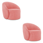 Poltrona Decorativa Orgânica Kit 2 Lua Suede Rosê D03 - D'ros