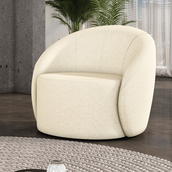 Poltrona Decorativa Orgânica Lua Linho Bege D03 - D'rossi