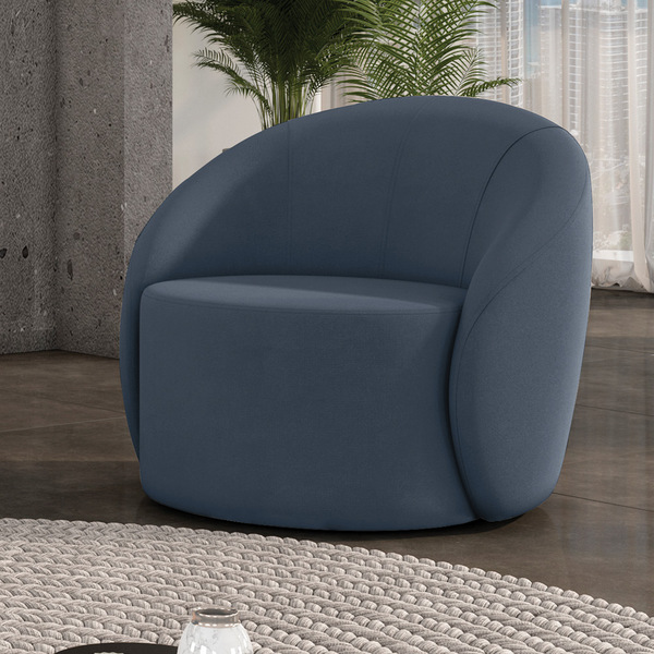Poltrona Decorativa Orgânica Lua Suede D03 - D'rossi - Azul M