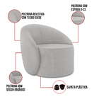 Poltrona Decorativa Orgânica Lua Suede D03 - D'rossi - Cinza