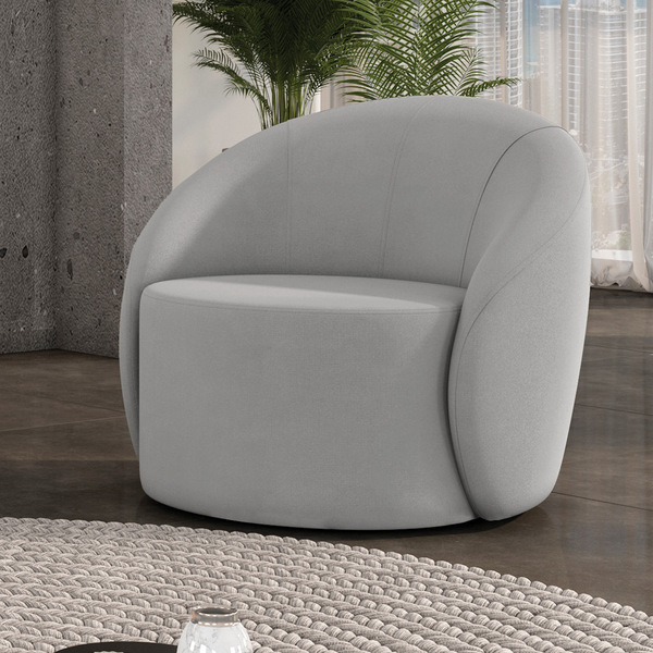 Poltrona Decorativa Orgânica Lua Suede D03 - D'rossi - Cinza