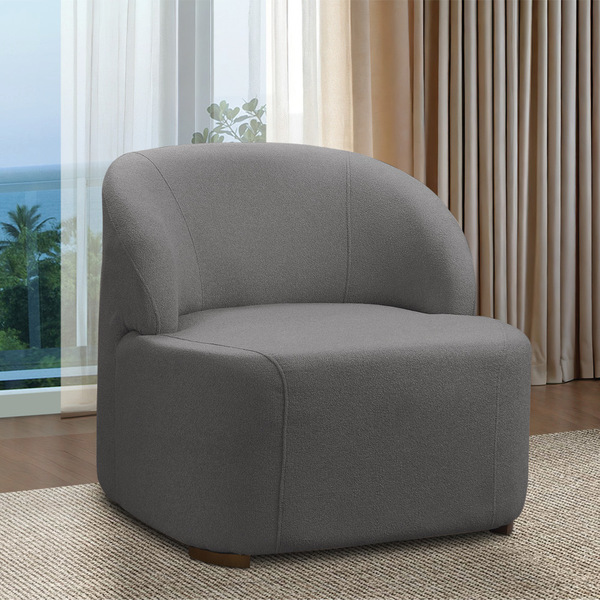 Poltrona Decorativa Orgânica Para Sala Diully Bouclê Cinza Es