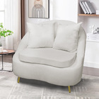 Poltrona Decorativa Orgânica Pé Ferro Dourado Kit 2 Zaya Bouc