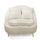 Poltrona Decorativa Orgânica Pé Ferro Dourado Kit 2 Zaya Bouc