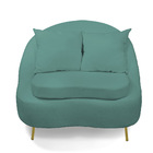 Poltrona Decorativa Orgânica Pé Ferro Dourado Kit 2 Zaya Bouc