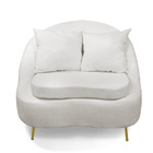 Poltrona Decorativa Orgânica Pé Ferro Dourado Kit 2 Zaya Bouc