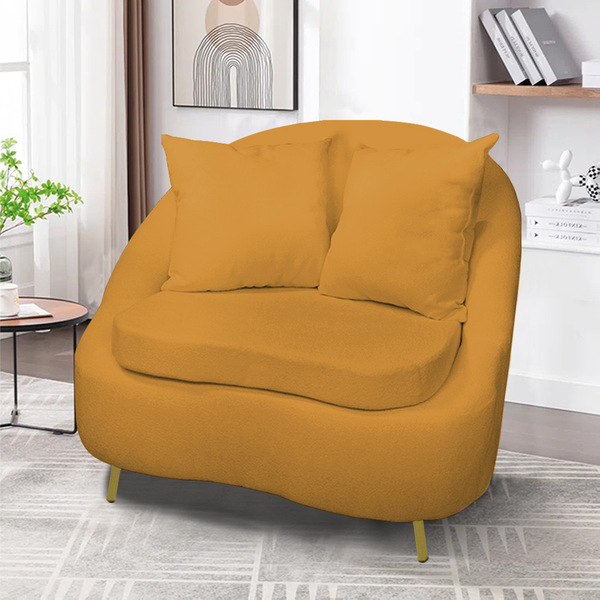 Poltrona Decorativa Orgânica Pé Ferro Dourado Zaya Bouclê C05