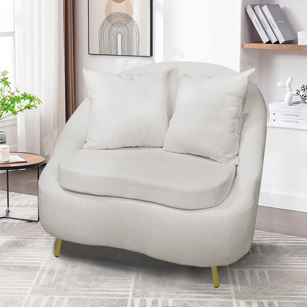 Poltrona Decorativa Orgânica Pé Ferro Dourado Zaya Bouclê C05