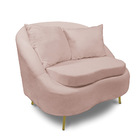 Poltrona Decorativa Orgânica Pé Ferro Dourado Zaya Bouclê C05