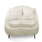 Poltrona Decorativa Orgânica Pé Ferro Preto Kit 2 Zaya Bouclê