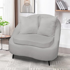 Poltrona Decorativa Orgânica Pé Ferro Preto Kit 2 Zaya Bouclê