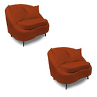 Poltrona Decorativa Orgânica Pé Ferro Preto Kit 2 Zaya Bouclê