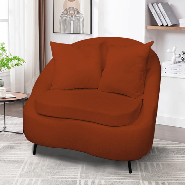 Poltrona Decorativa Orgânica Pé Ferro Preto Zaya Bouclê C05 -